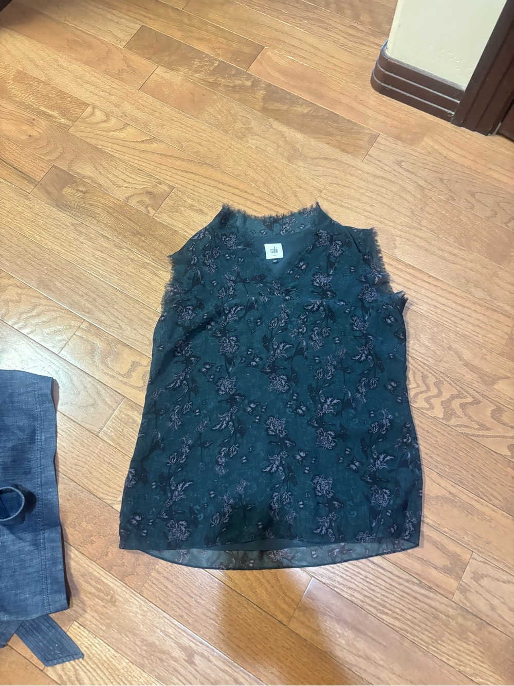 Worn once! CAbi Dark Teal Floral Sleeveless Camisole